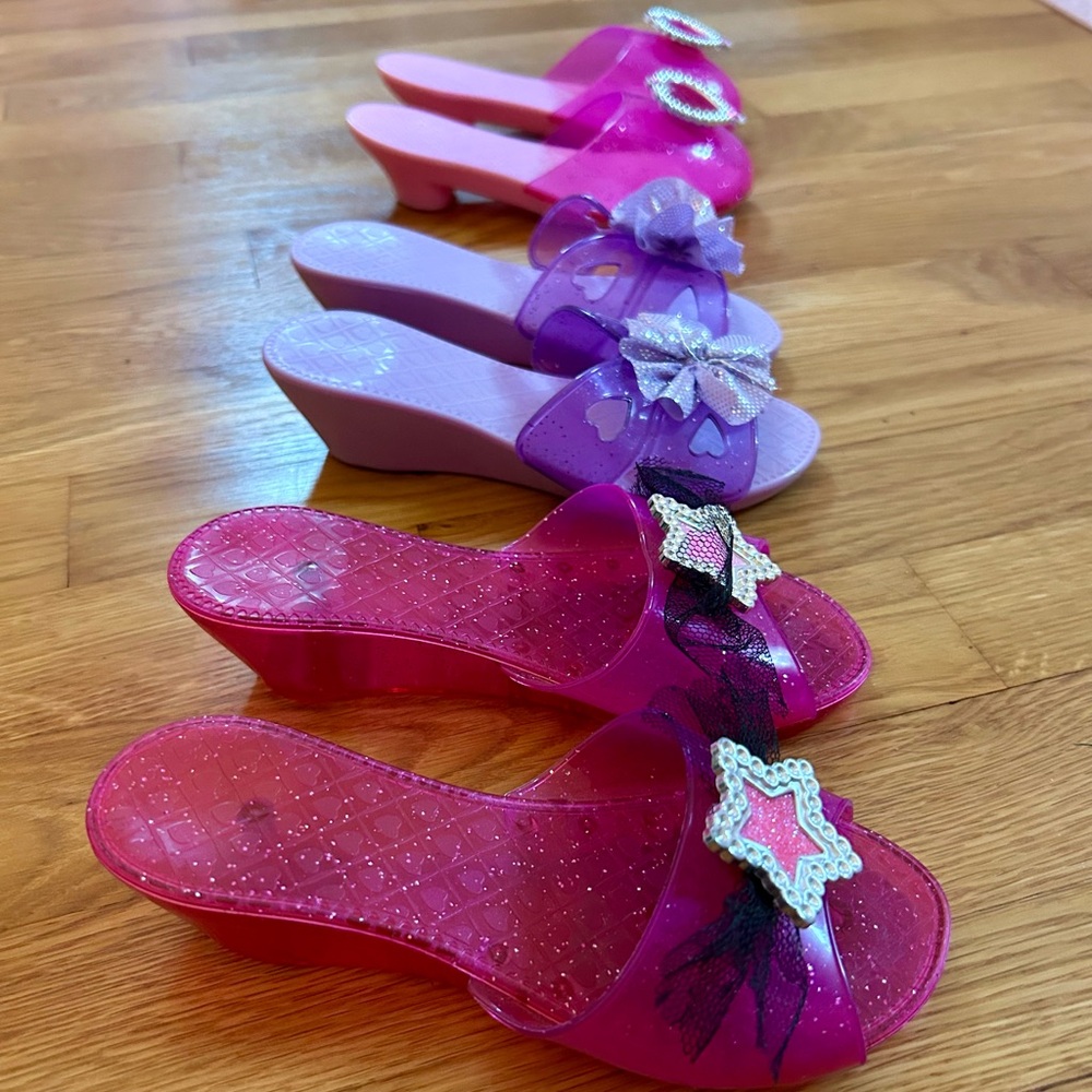 Set of 3 Glittery Wedge Sandals: Size 6-7